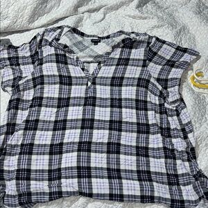 Torrid Black and White Checkered Blouse